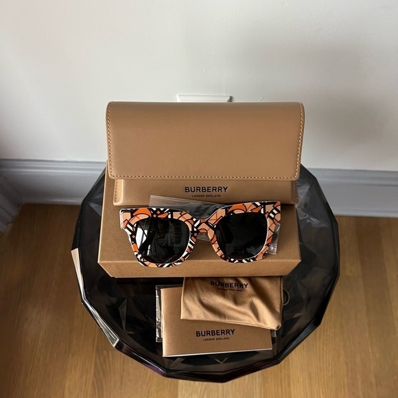 Burberry TB Monogram Check Square Acetate Sunglasses - Picture 7 of 14